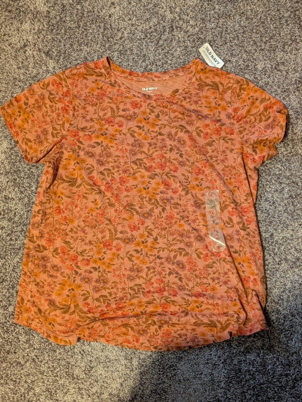 Old Navy Coral Floral Short-Sleeve Crewneck Tee NWT